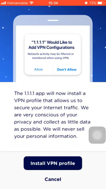 Nhấn chọn “Install VPN profile”