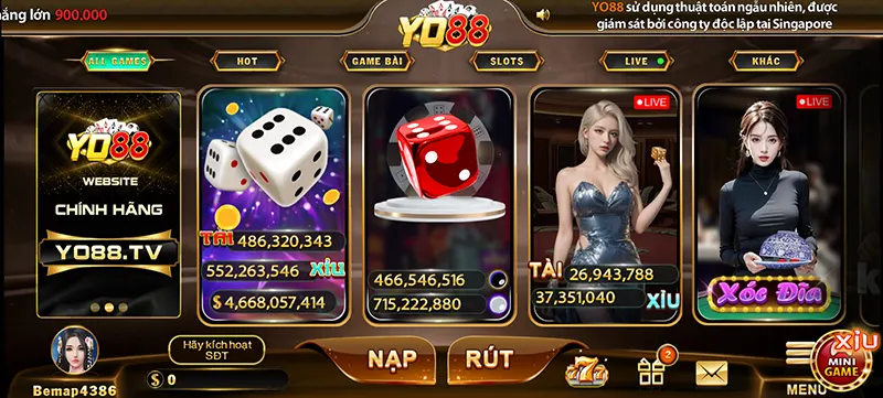 Truy cập vào giao diện chính của cổng game Yo88 và chọn Nạp